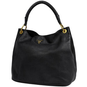 Prada Vitello Daino Hobo Bag black pebbled leather